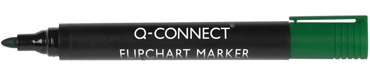 Q-CONNECT flipchartmarker, 2-3 mm, ronde punt, met clip, groen afbeelding