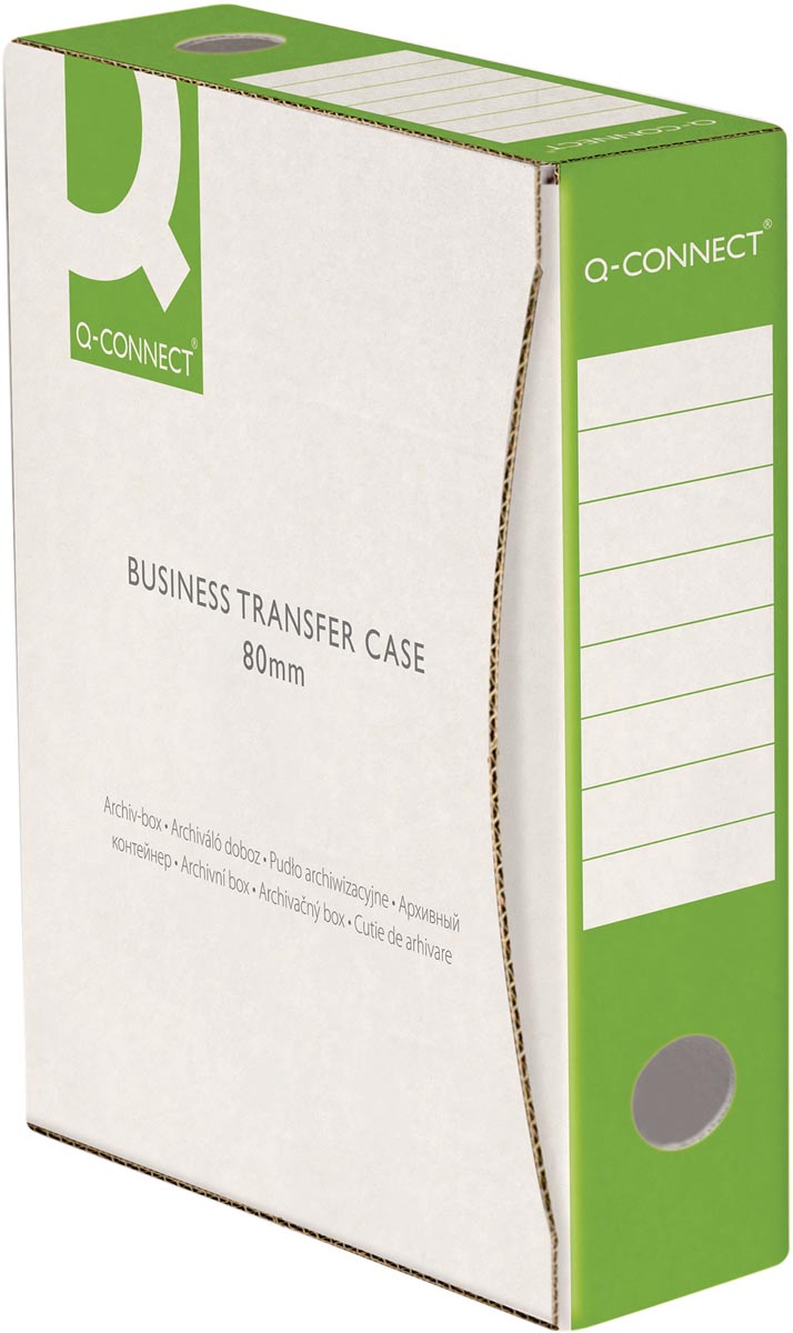 Q-CONNECT archiefdoos, A4, rug 8 cm, in karton van 400 g/m², wit-groen