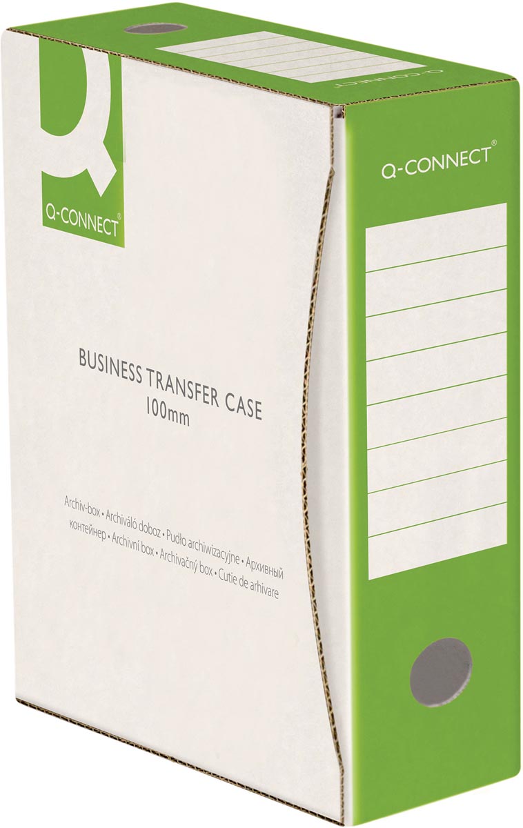 Q-CONNECT archiefdoos, A4, rug 10 cm, in karton van 400 g/m², wit-groen
