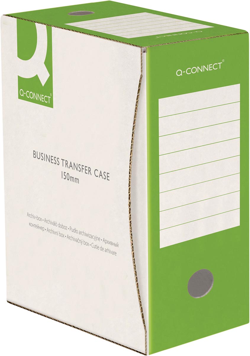 Q-CONNECT archiefdoos, A4, rug 15 cm, in karton van 400 g/m², wit-groen