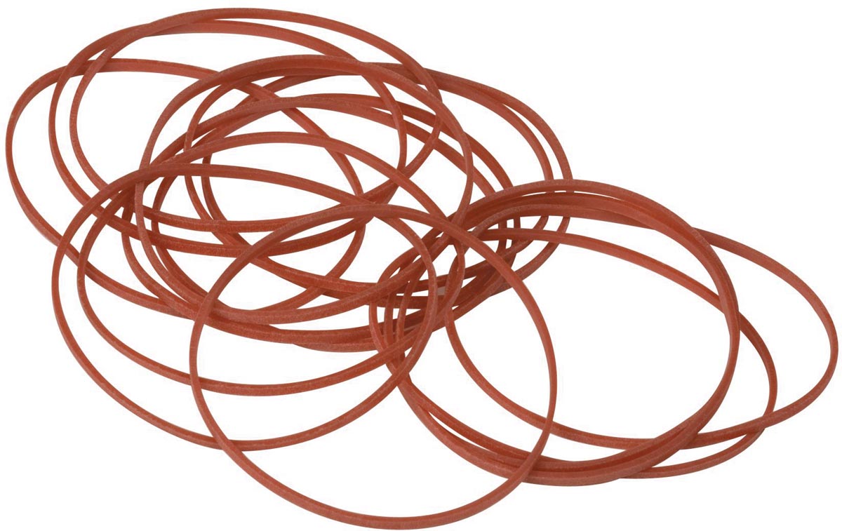 Q-CONNECT elastieken, breedte 1,5 mm, lengte 50 mm, 100g, rood Q-CONNECT elastieken, breedte 1,5 mm, lengte 50 mm, 100g, rood