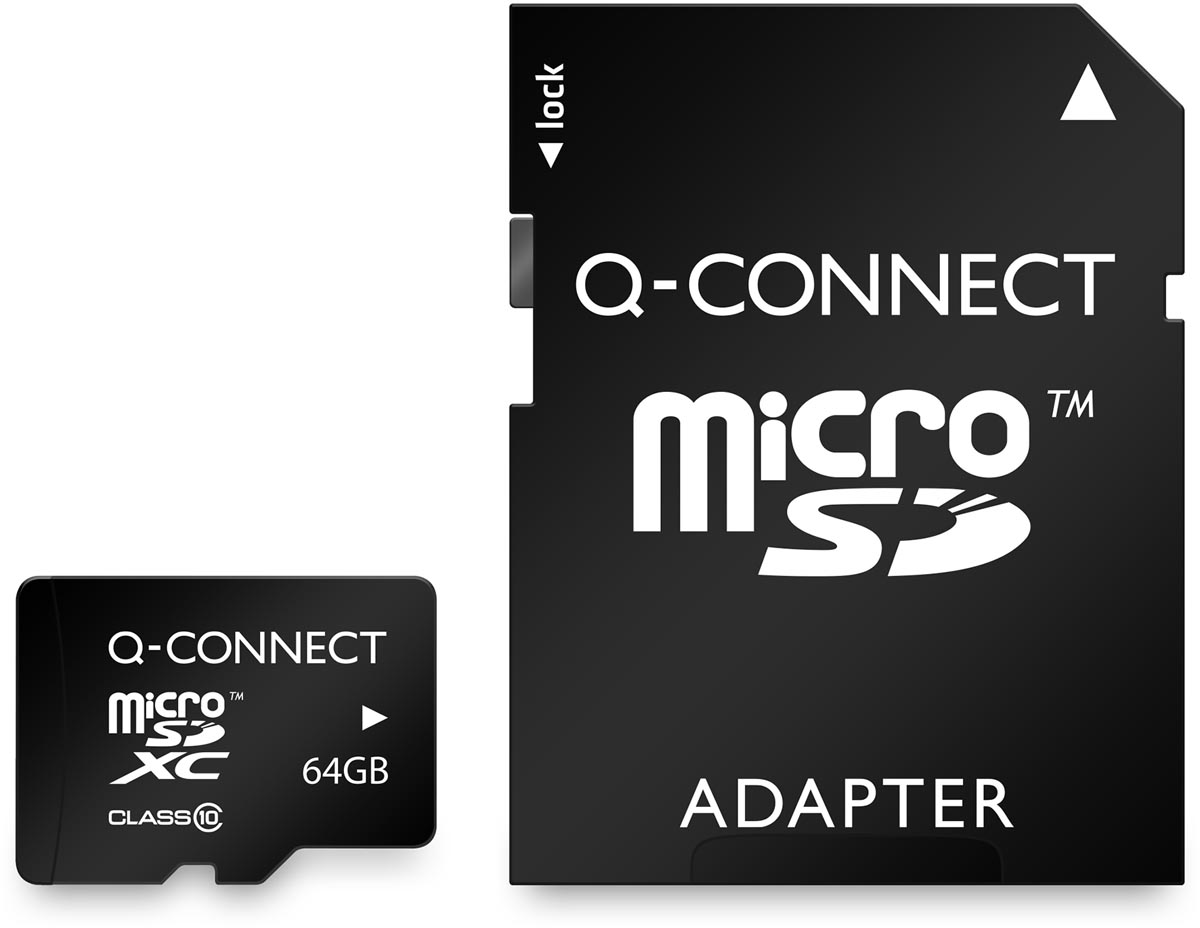 Q-CONNECT microSD geheugenkaart, met SD-adaptor, 64 GB afbeelding