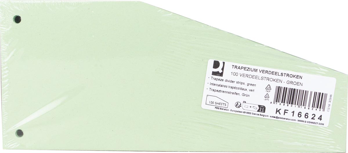 Q-CONNECT trapezium verdeelstroken, pak van 100 stuks, groen