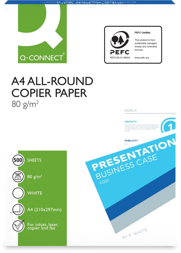 Q-CONNECT All-Round kopieerpapier, ft A4, 80 g, pak van 500 vel, wit afbeelding