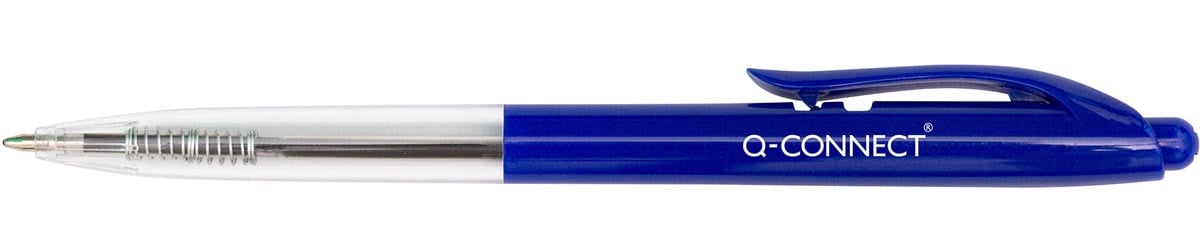 Q-CONNECT The Clicker balpen, intrekbaar, medium, doos van 20 stuks, blauw