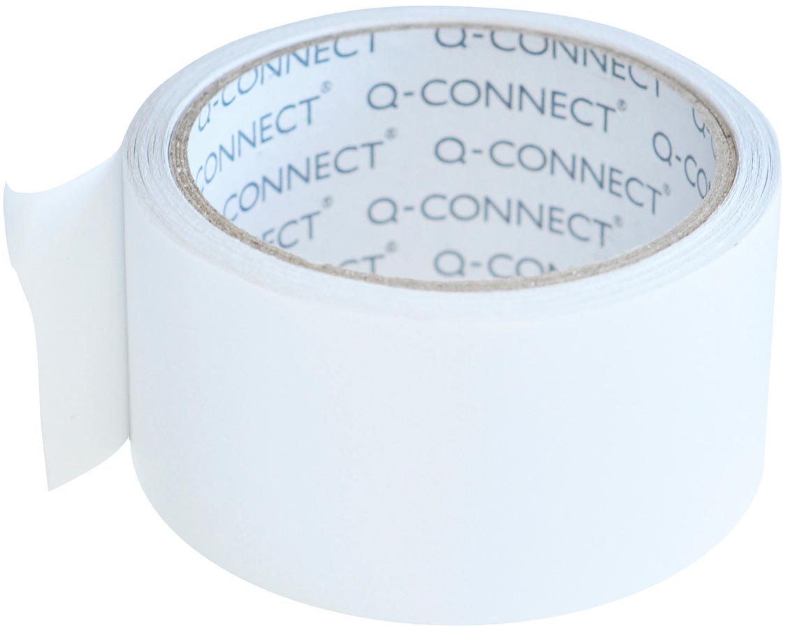 Q-CONNECT vinyl tape, dubbelzijdig, 50 mm x 10 m, 90 micron, transparant afbeelding