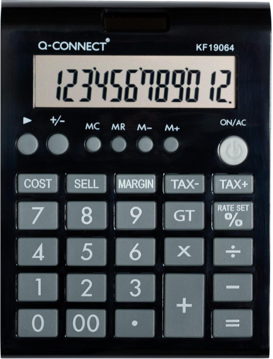 Q-CONNECT bureaurekenmachine KF19064, 12 cijfers, zwart