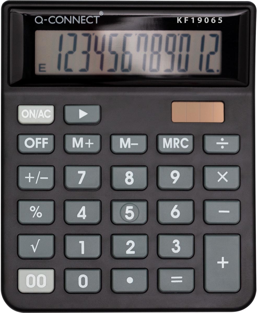 Q-CONNECT bureaurekenmachine KF19065, 12 cijfers, zwart