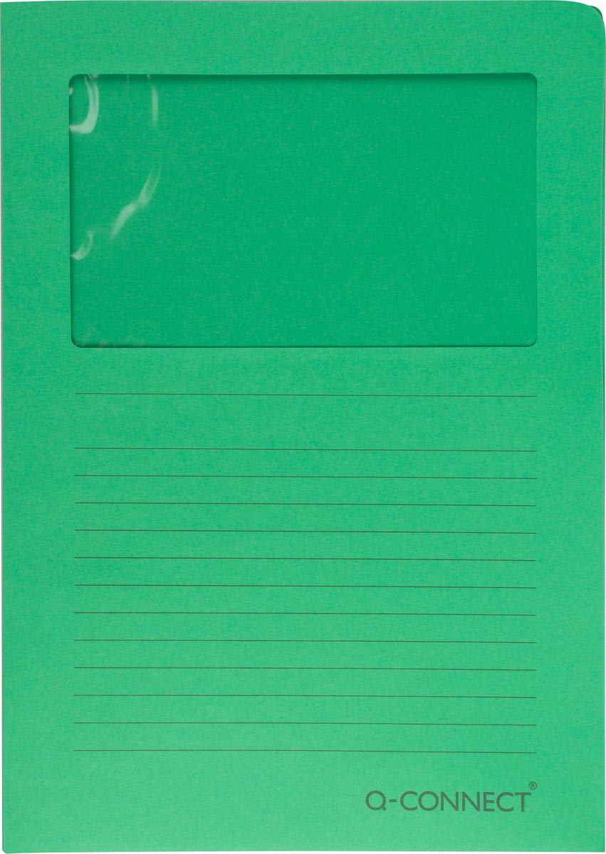 Q-CONNECT L-map met venster, 120 g/m², A4, pak van 100 stuks, groen