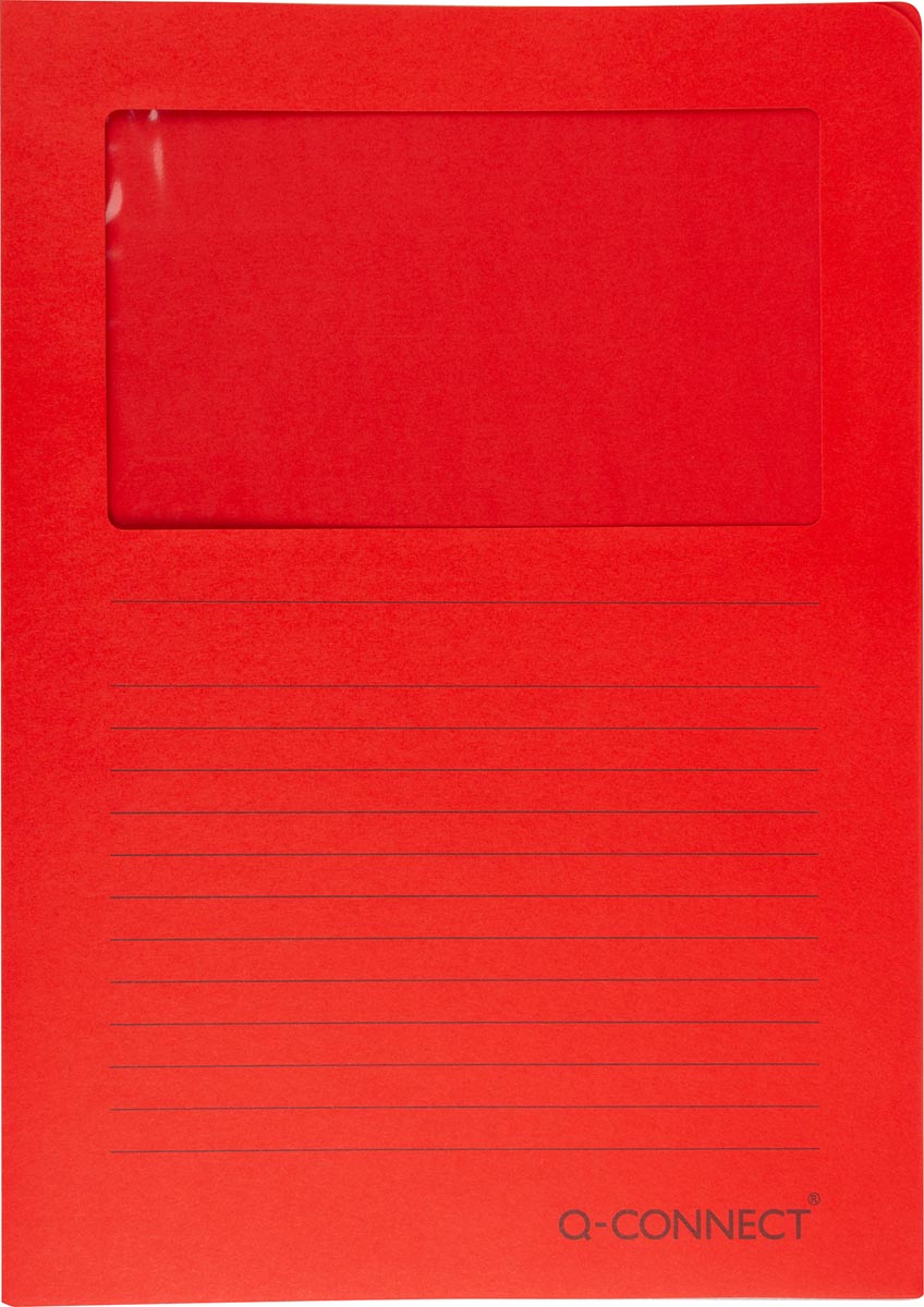 Q-CONNECT L-map met venster, 120 g/m², A4, pak van 100 stuks, rood afbeelding