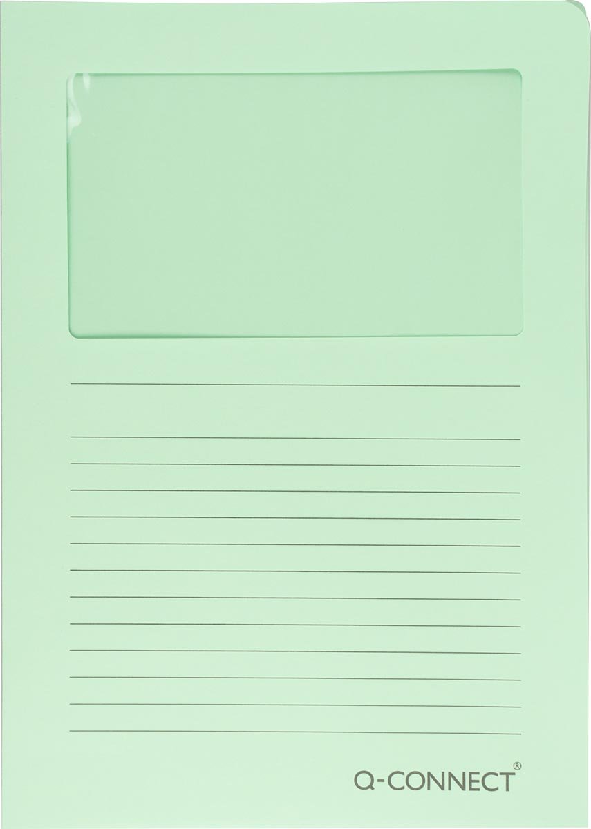 Q-CONNECT L-map met venster, 120 g/m², A4, pak van 100 stuks, lichtgroen