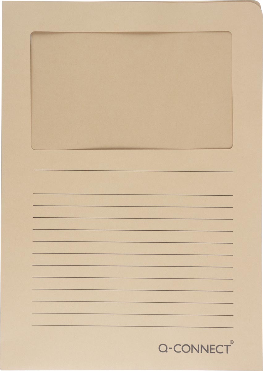 Q-CONNECT L-map met venster, 120 g/m², A4, pak van 100 stuks, kraft afbeelding