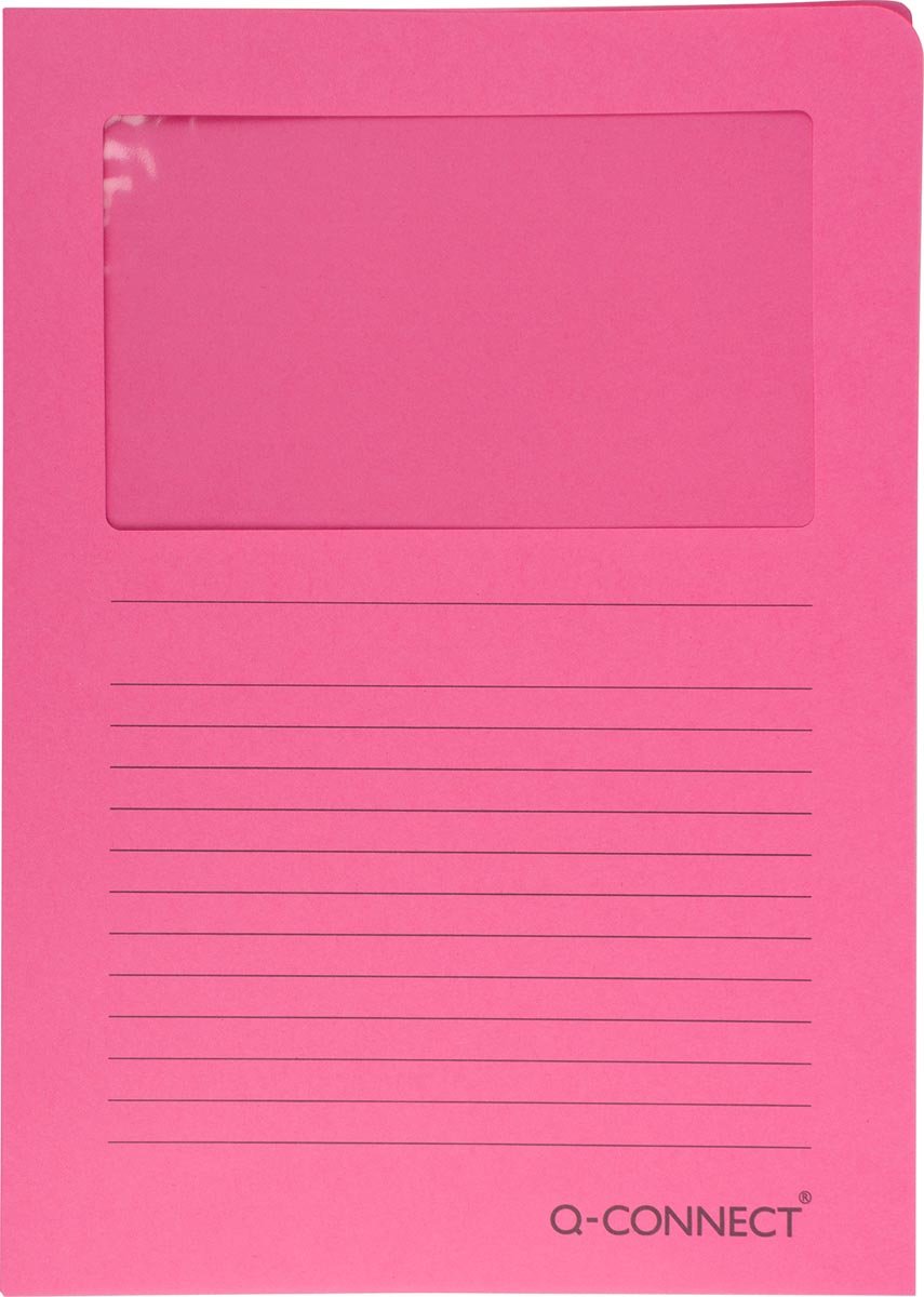 Q-CONNECT L-map met venster, 120 g/m², A4, pak van 100 stuks, roze afbeelding