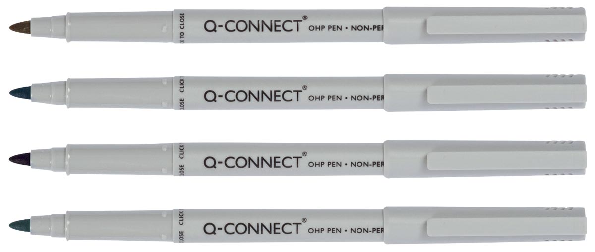 Q-Connect OHP-marker, niet permanent, geassorteerde kleuren, pak van 4 stuks