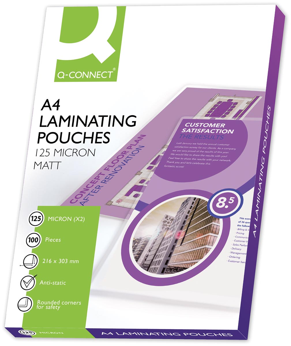 Q-CONNECT lamineeretui A4 2x 125 micron transparant 100 stuks Q-CONNECT lamineeretui A4 2x 125 micron transparant 100 stuks