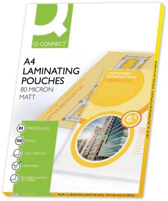 Q-Connect lamineeretui A4 2x 80 micron mat 100 stuks Q-Connect lamineeretui A4 2x 80 micron mat 100 stuks