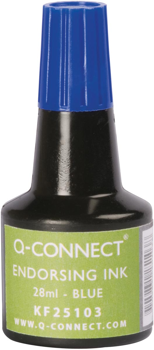 Q-CONNECT stempelinkt, flesje van 28 ml, blauw afbeelding