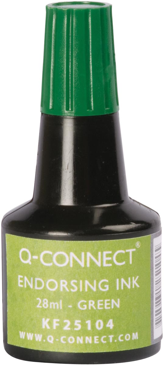 Q-CONNECT stempelinkt, flesje van 28 ml, groen afbeelding