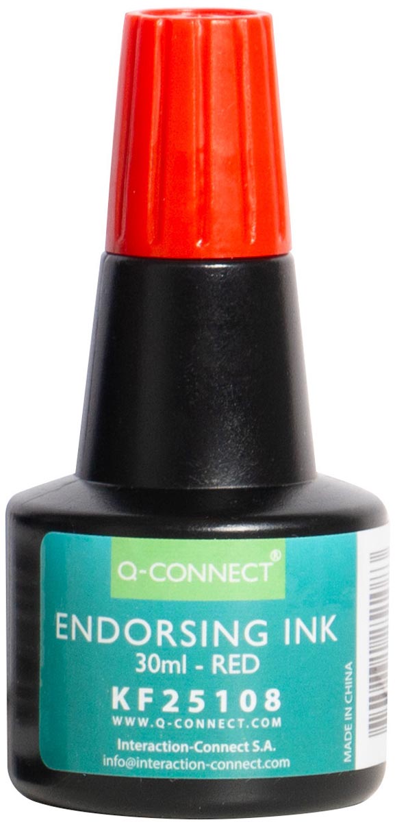 Q-CONNECT stempelinkt, flesje van 28 ml, rood
