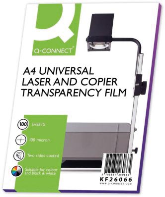 Q-CONNECT overhead transparanten voor laserprinter, ft A4, pak van 100 vel Q-CONNECT overhead transparanten voor laserprinter, ft A4, pak van 100 vel