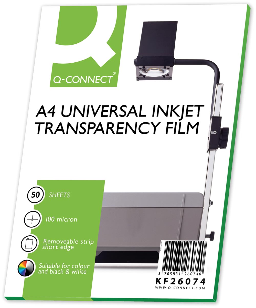 Q-CONNECT overhead transparanten voor inkjetprinter, ft A4, pak van 50 vel afbeelding