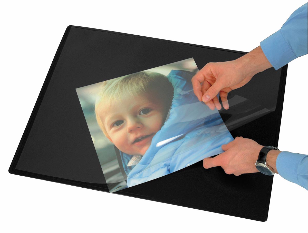 Q-CONNECT onderlegger, ft 63 x 50 cm, zwart, met folie afbeelding