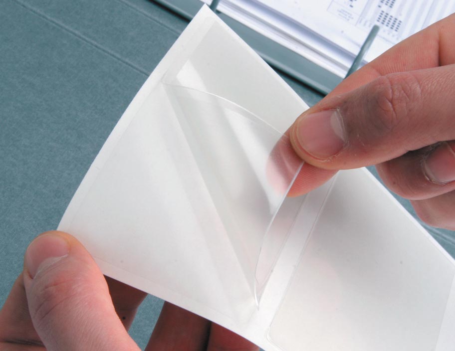 Q-CONNECT corner pocket, zelfklevend, ft 10 x 10 cm, pak van 10 stuks afbeelding