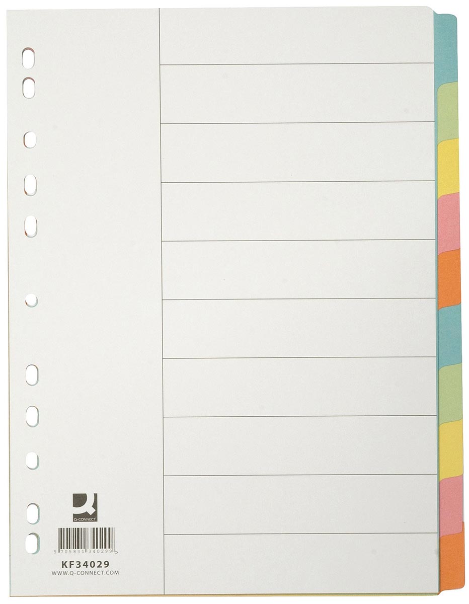 Q-CONNECT neutrale tabbladen, karton, ft A4, 10 tabs Q-CONNECT neutrale tabbladen, karton, ft A4, 10 tabs