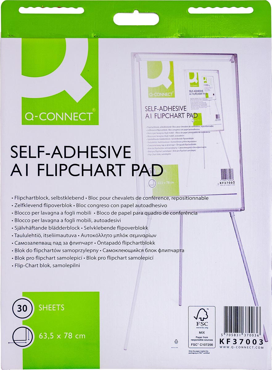 Q-CONNECT flip-overblok, zelfklevend, ft 792 x 635 mm, 30 vel