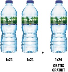 ACTIE VALVERT: 2 + 1 GRATIS: Valvert water, fles van 50 cl, pak van 24 stuks (ref. 53801)
