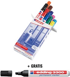 Actie Edding: 1x permanent marker 3000, 10x assortie + GRATIS permanent marker E3300