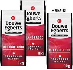 ACTIE DOUWE EGBERTS: 2 + 1 GRATIS: Gemalen koffie Melange Rood, standaard, pak van 1 kg
