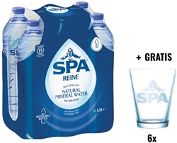 ACTIE SPA: 1 x Spa Reine water, fles van 1,5 liter, pak van 6 stuks + 1 x Spa glas, 6 stuks