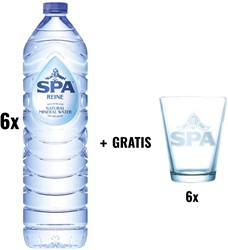 ACTIE SPA: 1 x Spa Reine water, fles van 1,5 liter, pak van 6 stuks + 1 x Spa glas, 6 stuks