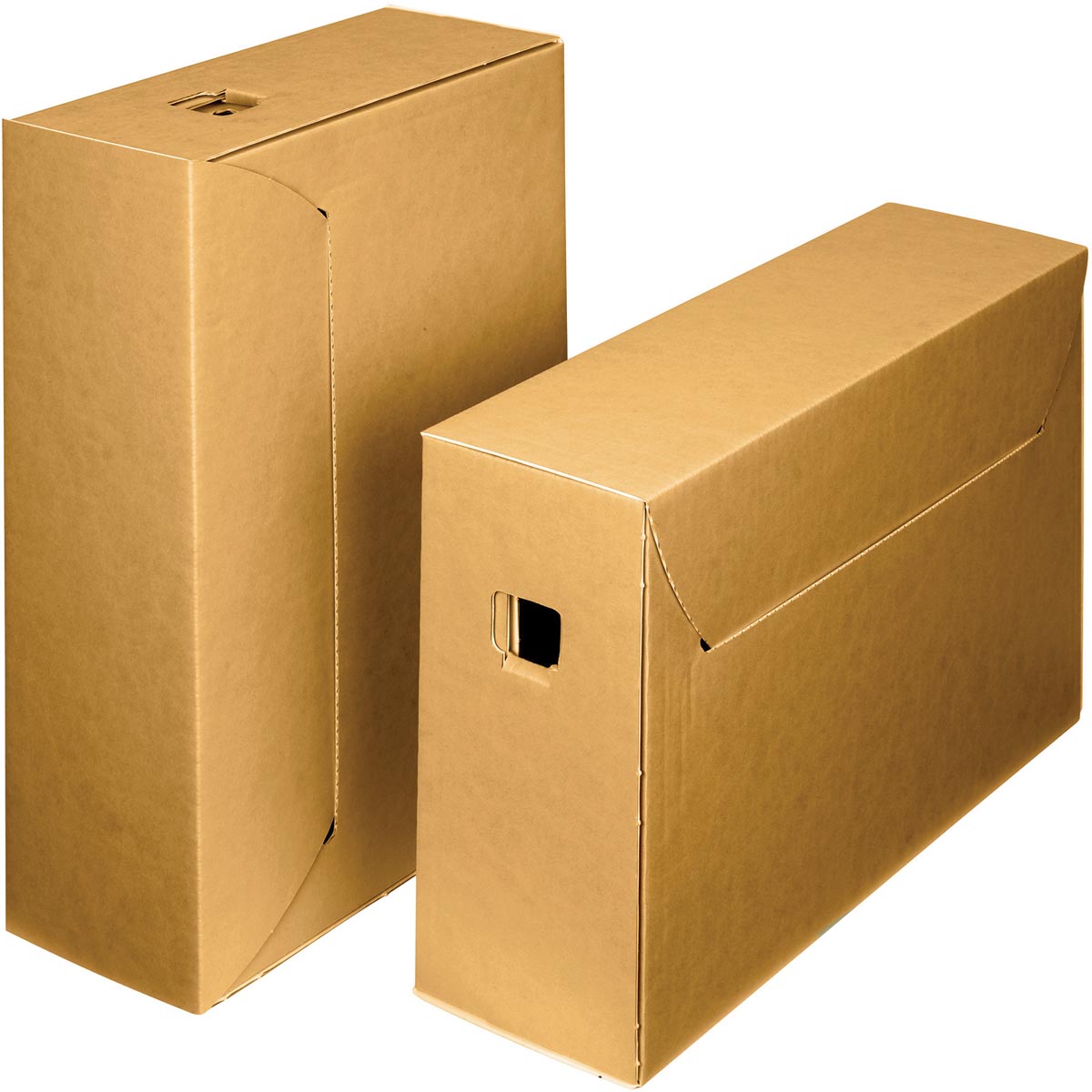 Loeff&apos;s archiefdoos City box 10+, ft 390 x 260 x 115 mm, bruin/wit, pak van 50 stuks afbeelding