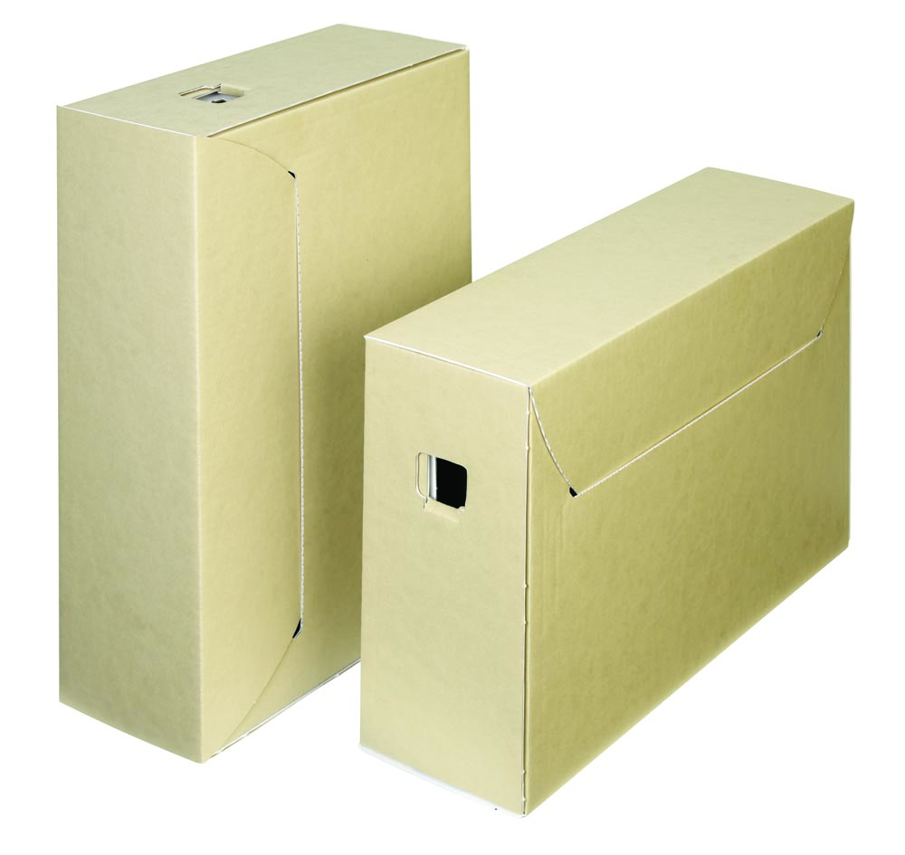 Loeff&apos;s archiefdoos City Box 30+, ft 390 x 260 x 115 mm, bruin/wit, pak van 50 stuks afbeelding