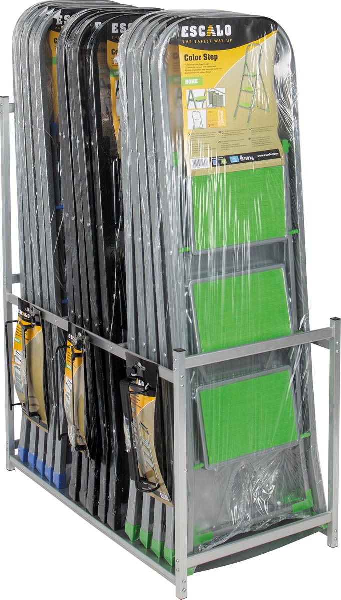 Escalo trapladder Color Step, 3 treden, display van 15 ladders en 3 haken, assorti Escalo trapladder Color Step, 3 treden, display van 15 ladders en 3 haken, assorti