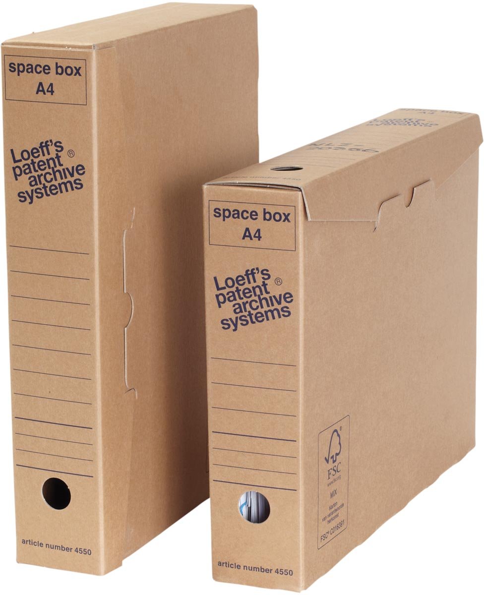 Loeff&apos;s archiefdoos Space box, ft 320 x 240 x 60 mm, bruin, pak van 8 stuks