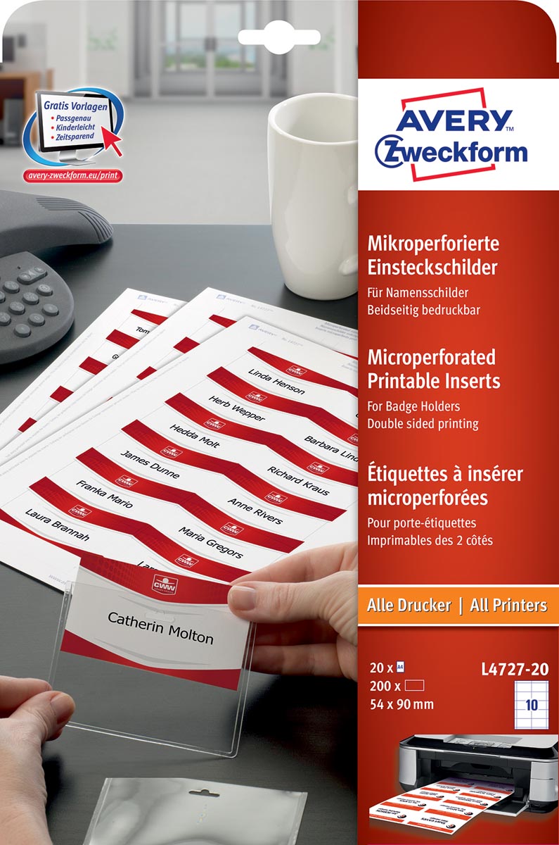 AVERY Badge ft 54 x 90 mm, 200 stuks afbeelding