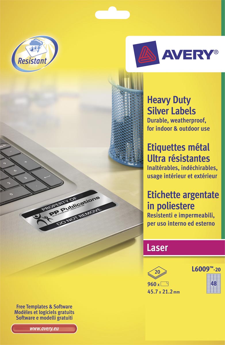 Avery Ultra Sterke Zilverkleurige Etiketten Ft 457 X 212 Mm B X H 960 Stuks 48 Per Blad huismerk kopen in de aanbieding Avery Ultra Sterke Zilverkleurige Etiketten Ft 457 X 212 Mm B X H 960 Stuks 48 Per Blad huismerk kopen in de aanbieding