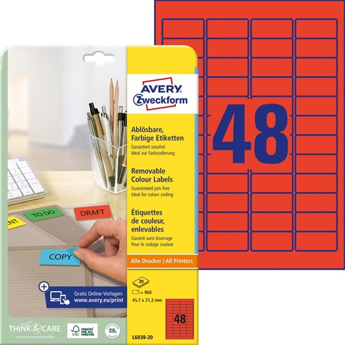 Avery Mini-etiketten rood-2