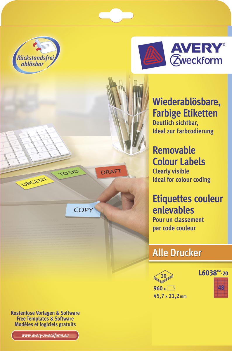 Avery Mini-etiketten rood