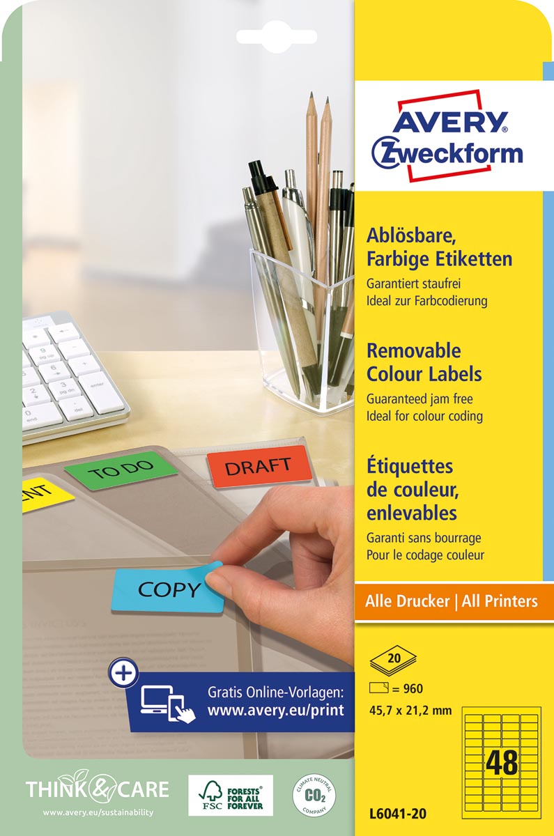 Avery Mini-etiketten geel afbeelding