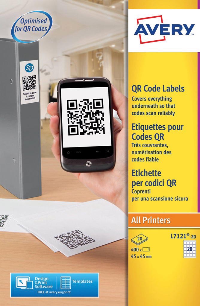 Avery printbare QR-etiketten ft 45 x 45 mm (b x h), 400 stuks afbeelding