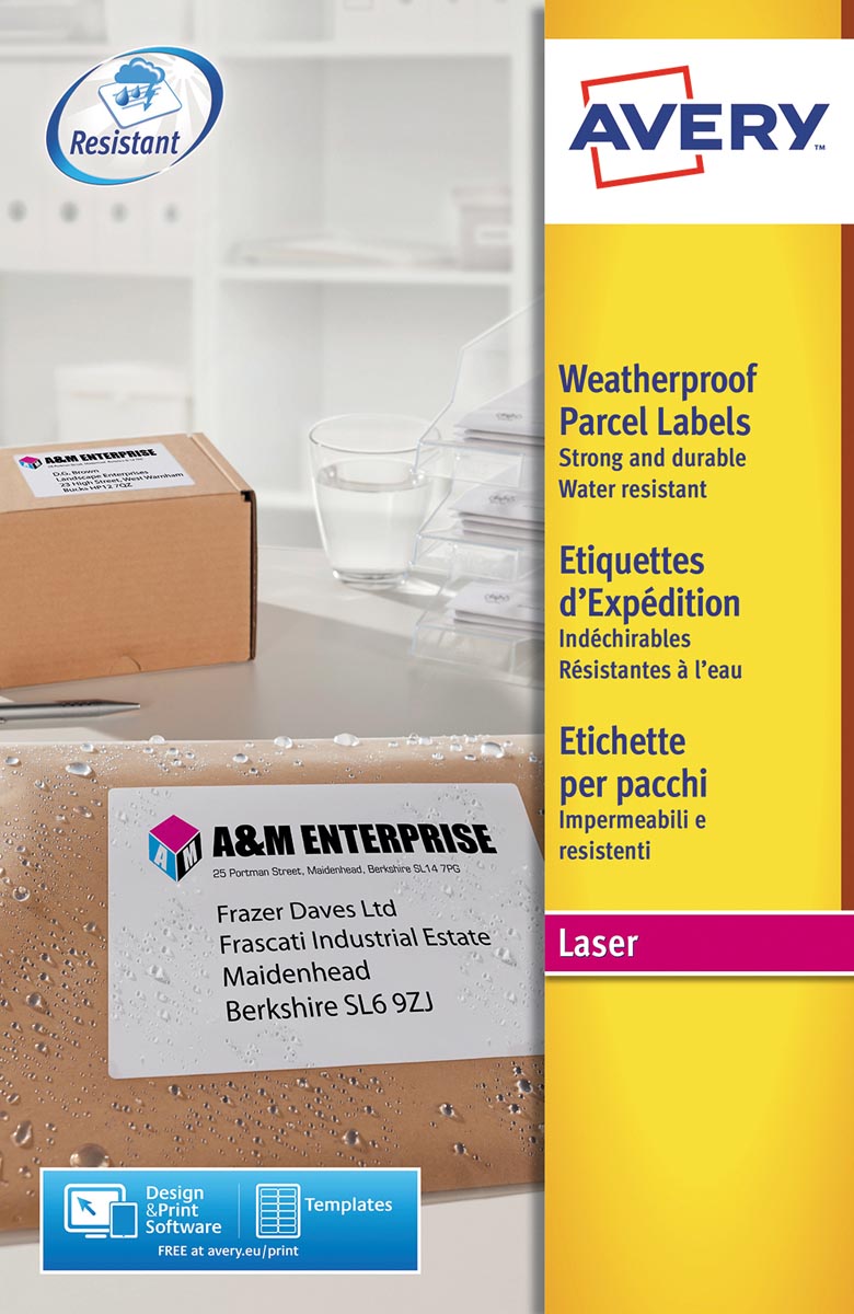 Avery verzendetiketten ft 99,1 x 57 mm, doos van 250 stuks, 10 per blad