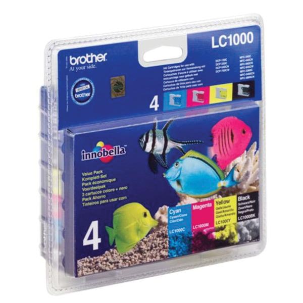 Brother inktcartridge, 400 pagina&apos;s, OEM LC-1000VALBP, 4 kleuren afbeelding