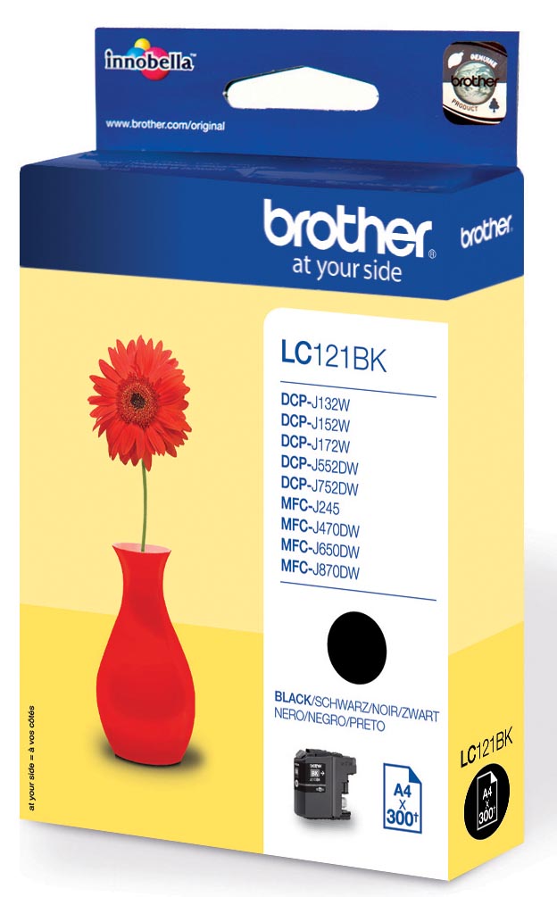 Brother inktcartridge, 300 pagina&apos;s, OEM LC-121BK, zwart