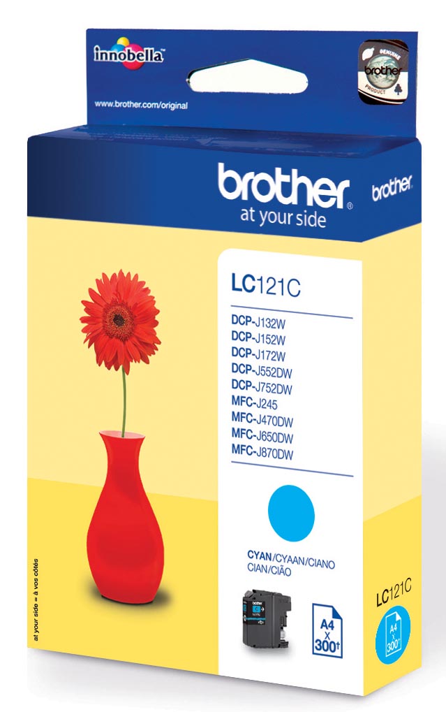 Brother inktcartridge, 300 pagina&apos;s, OEM LC-121C, cyaan