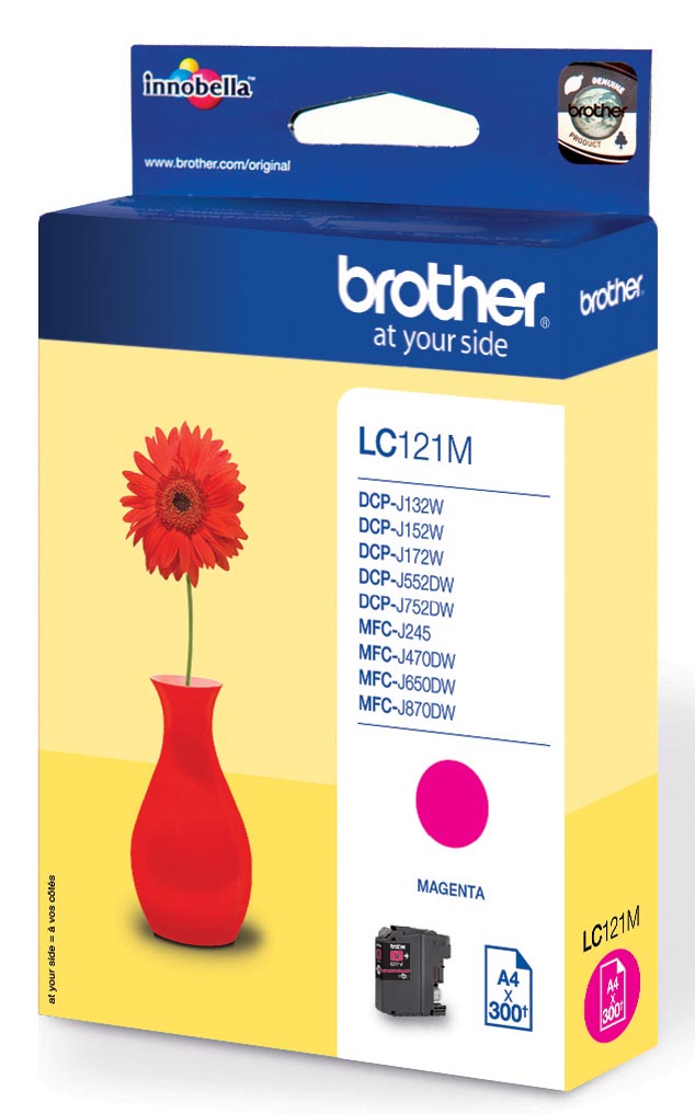 Brother inktcartridge, 300 pagina&apos;s, OEM LC-121M, magenta afbeelding