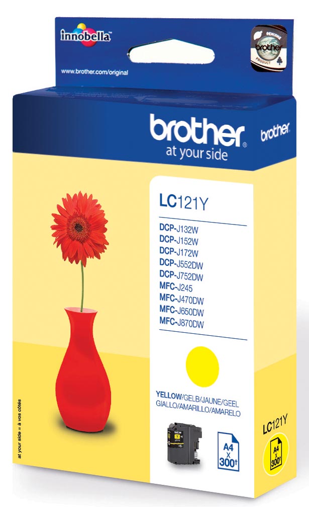 Brother inktcartridge, 300 pagina&apos;s, OEM LC-121Y, geel afbeelding